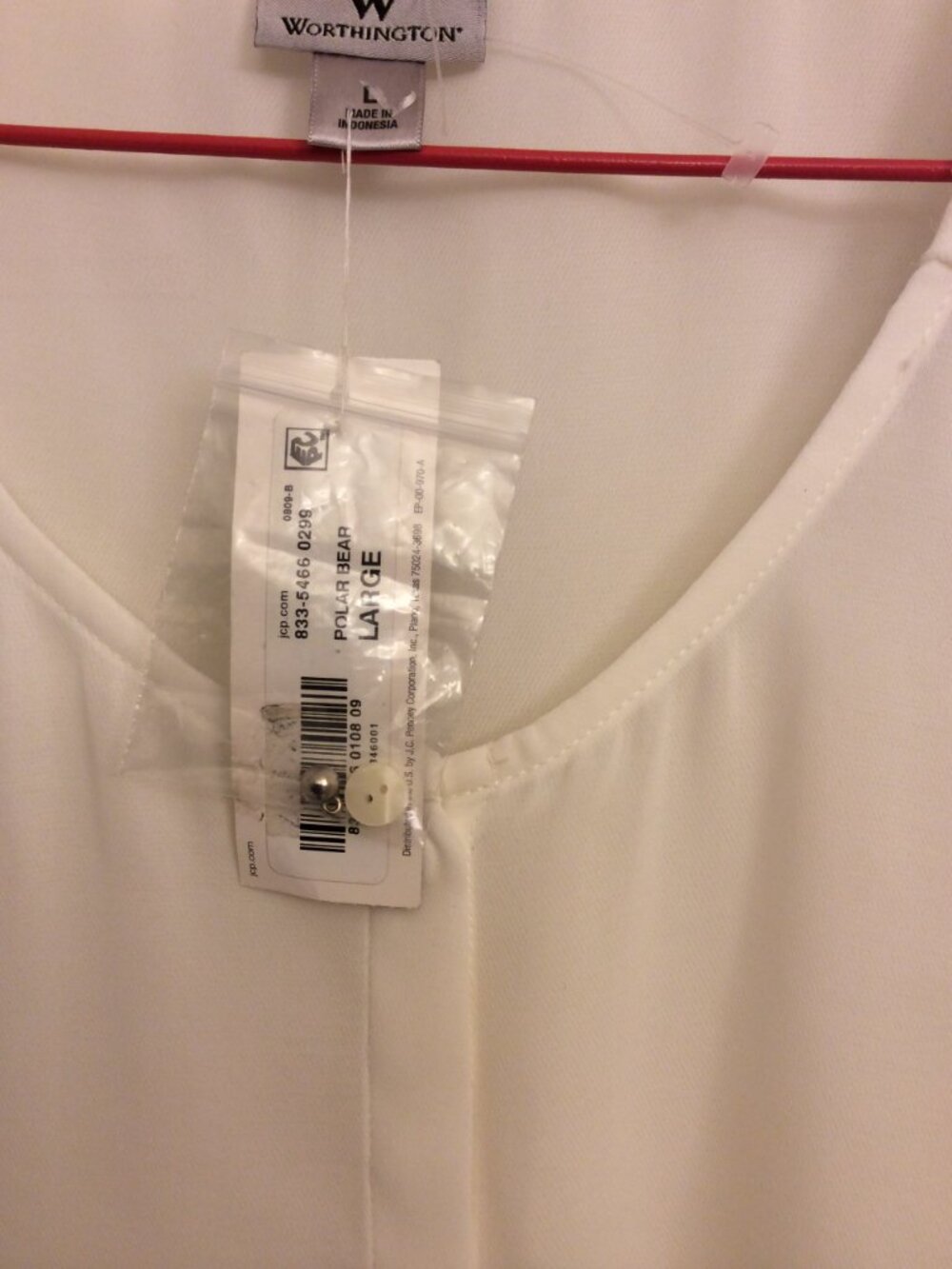 Worthington Women’s Sheer Blouse Size L Cream Short Sleeve 100% Polyester - NWT - Picture 4 of 5
